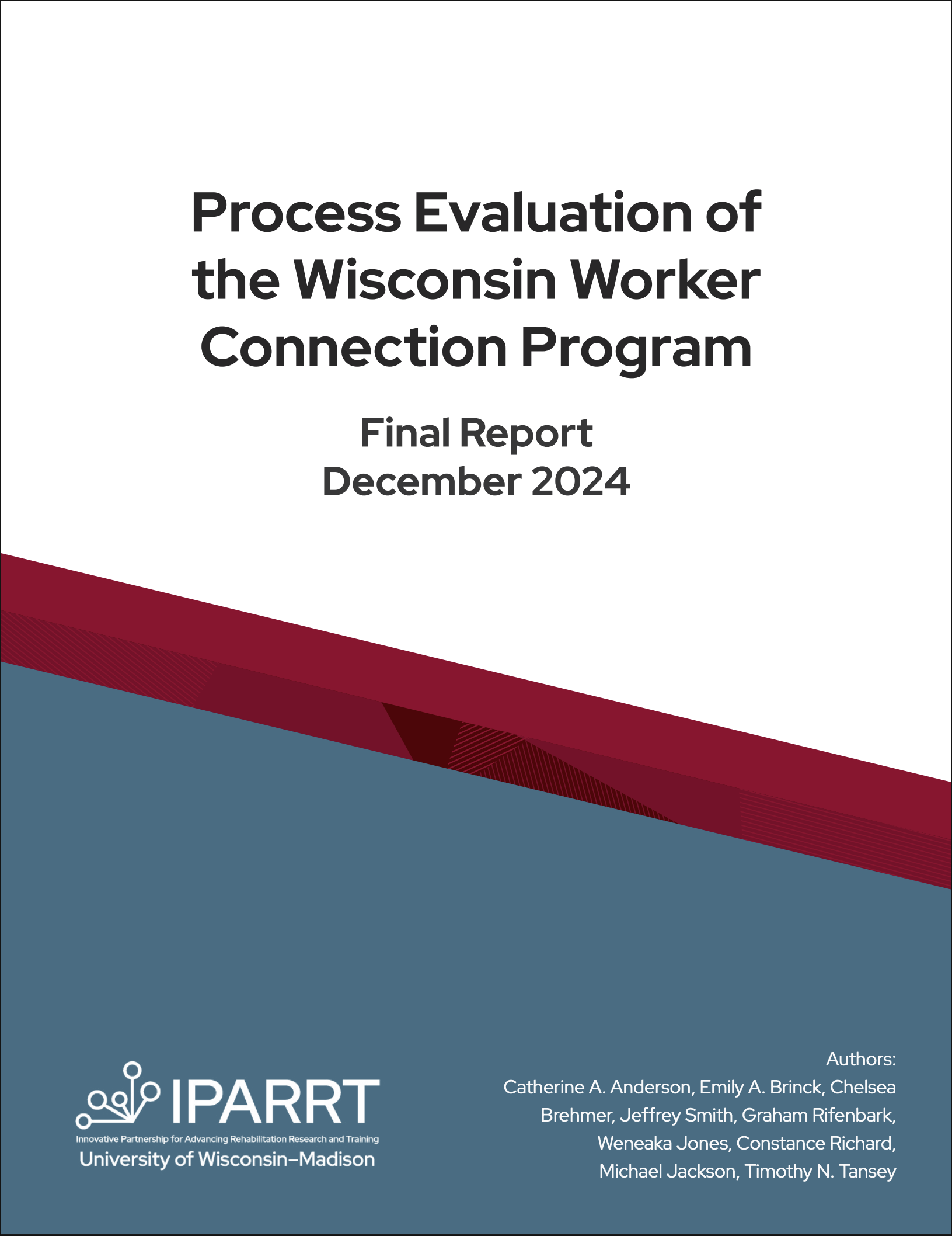 Process Evaluation of Wisconsin Worker Connection Program, Final Report cover.